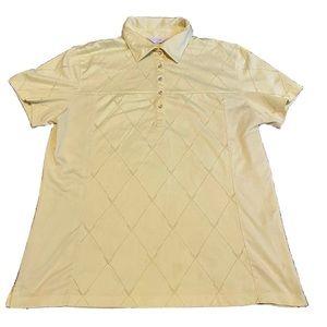 Callaway Women Pale Yellow Golf Polo Shirt with Pearl Snaps Size L Logo Cutout